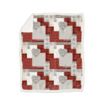 plaid morbidotto patchwork rosso, bianco, grigio perla con cuori